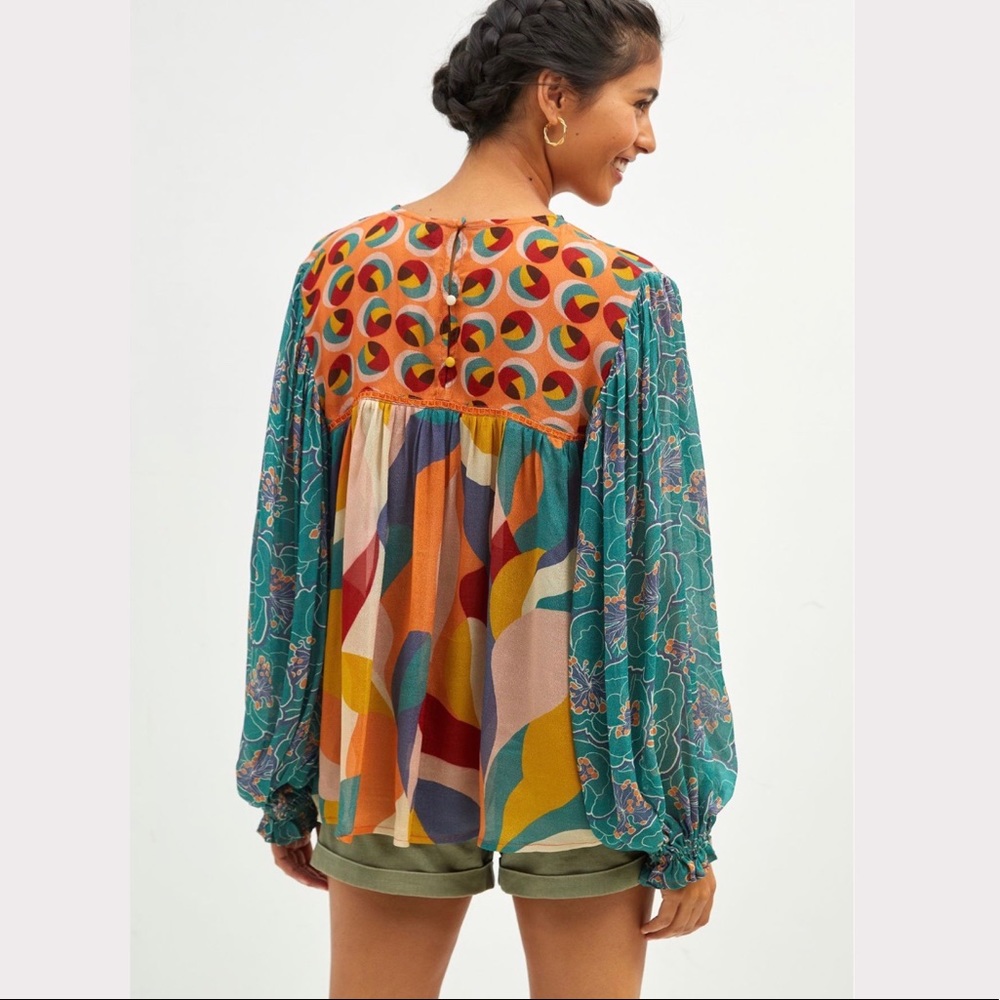 ♦️SOLD♦️Anthropologie Bl-nk Miranda Peasant Blouse, Medium NWT - Picture 4 of 14